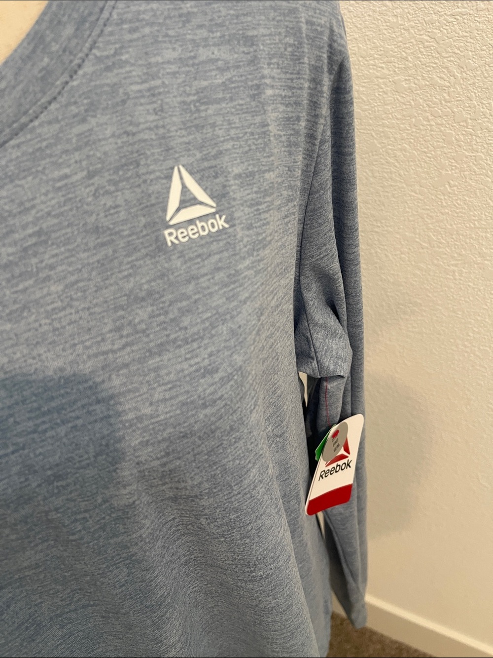 REEBOK | Denim Blue Athletic Shirt Long Sleeve Crew Neck Tshirt Sz XL - Picture 5 of 10